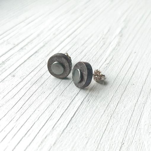 Black leather stud earrings.